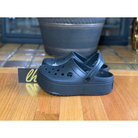 Size 4 W Crocs Platform Crocband Clog "Black" - Picture 1 of 5